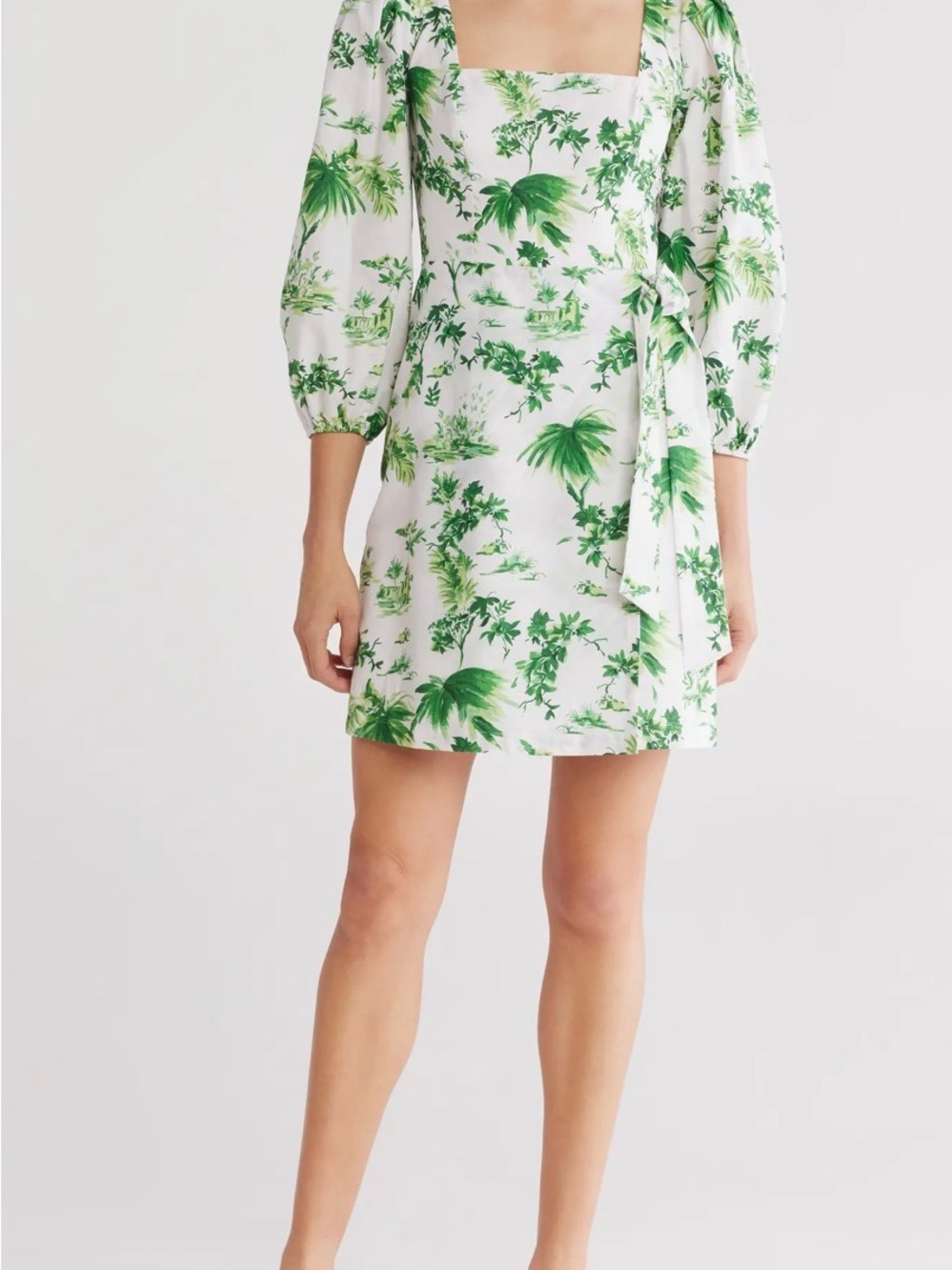 Vince Camuto White & Green Palm Mini Dress Size 12